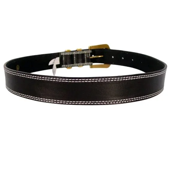 J. CREW Italian Leather Large Gold Buckle Belt BD072 Women's XS - Picture 5 of 7